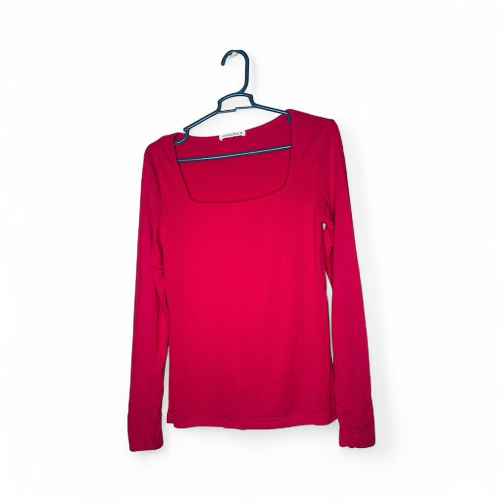 Chic Red Long Sleeve Blouse